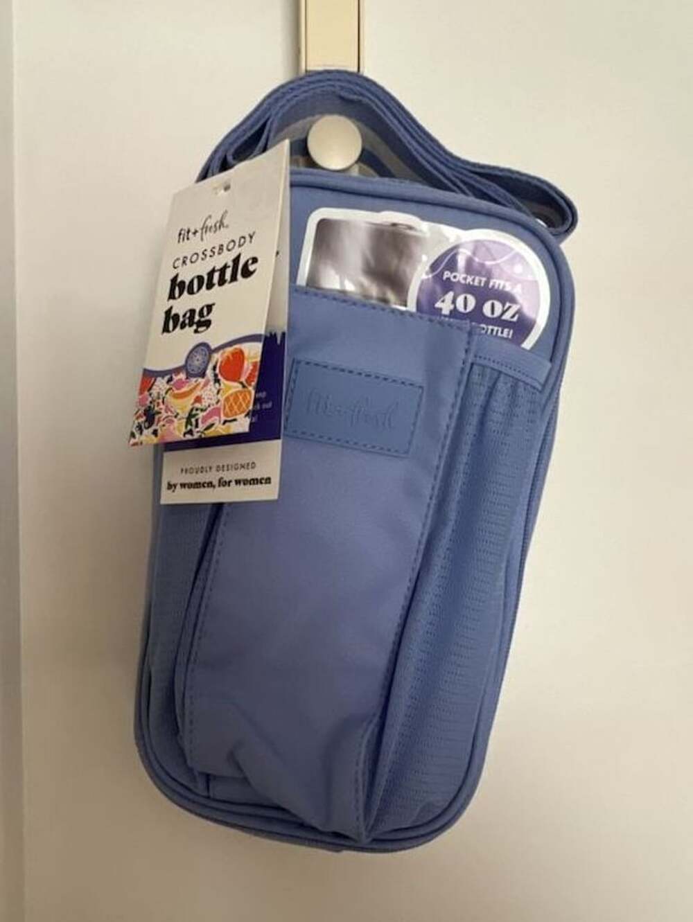 Fit & Fresh Crossbody Bottle Bag Cornflower Blue 40 oz Insulated Carrier